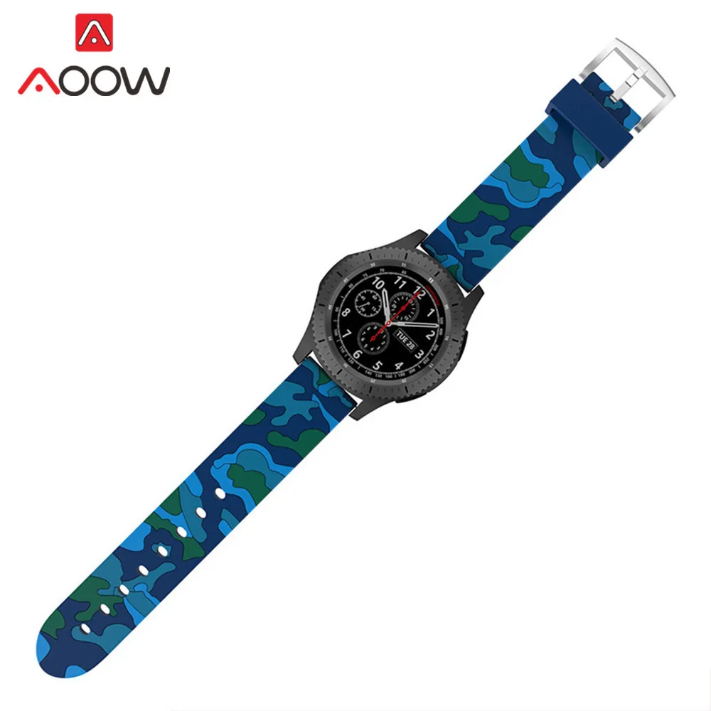 20mm 22mm High Quality Silicone Watchband for Samsung Galaxy Active 42mm 46mm Soft Camouflage Strap Bracelet Band for Gear S2 S3