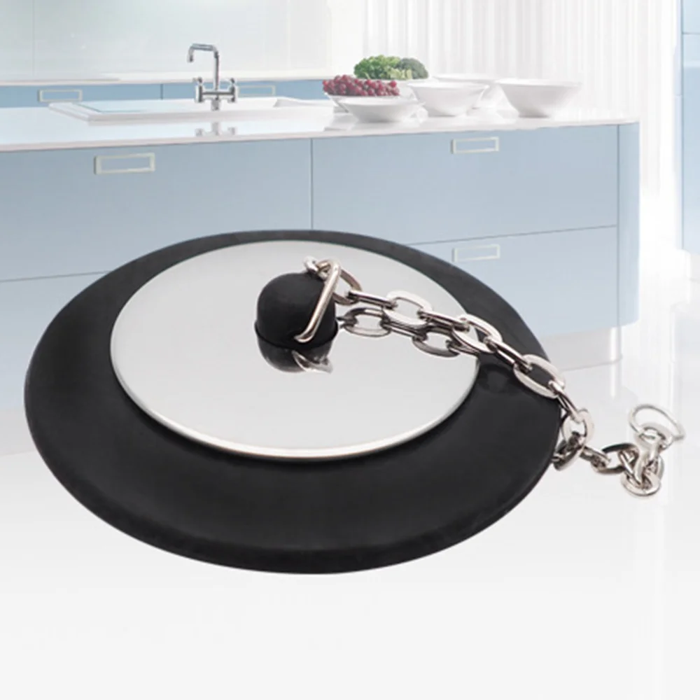 

Rubber Choke Bathtub Drain Stopper with Chain Bath Plug Drain Tub Stopper for Home and Hotel (Style A)