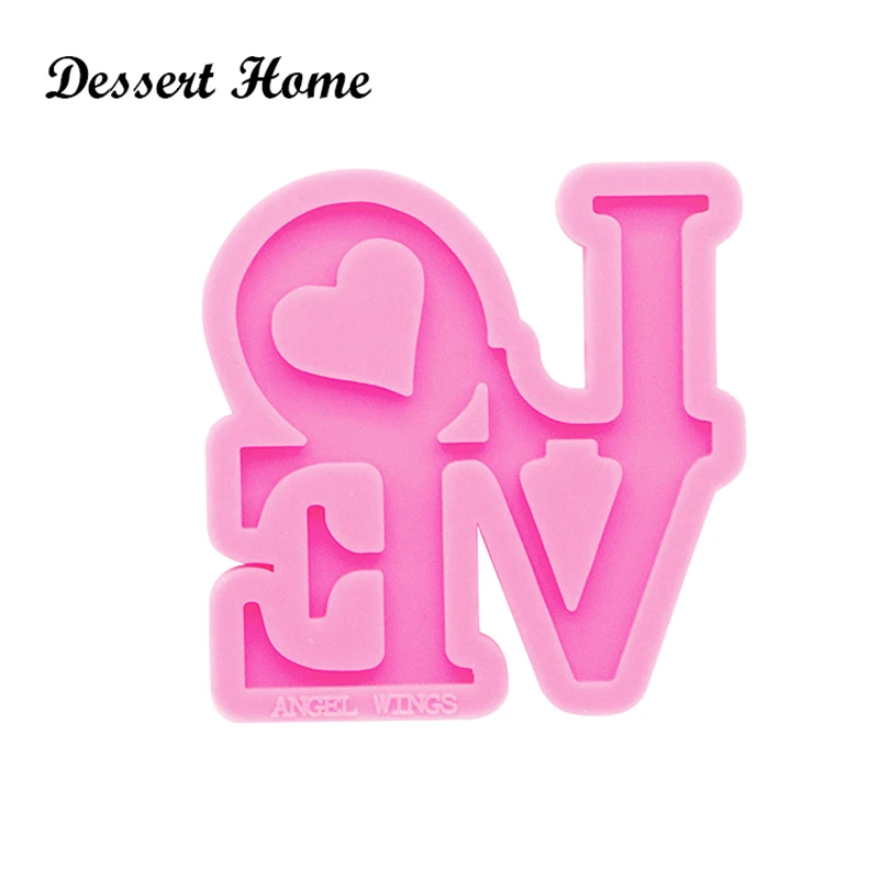 DY0284 Сделай Сам блестящая любовь форма эпоксидная смола LOVE with брелок с