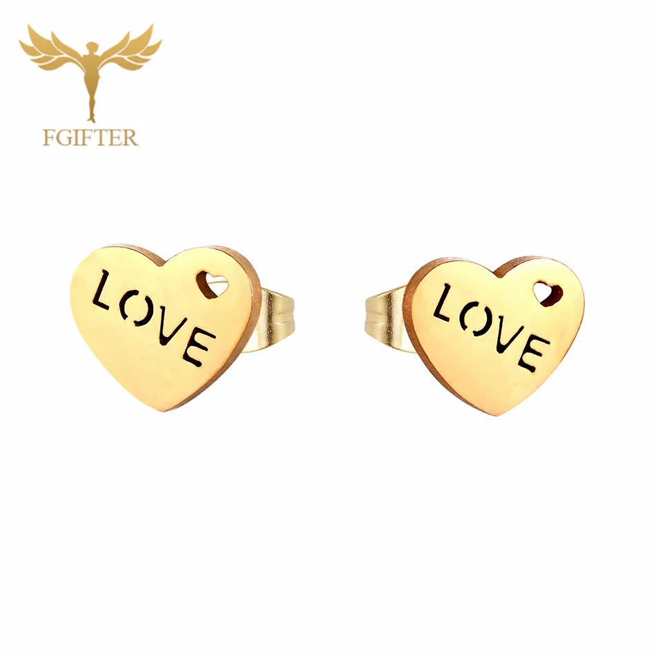 Love Heat Earrings Бижутерия для женщин Любовь сердцебиение из нержавеющей стали серьги-гвоздики 12 парный набор серьги золотые ювелирные изделия из нержавеющей стали - Окраска металла: Love Heat Earrings