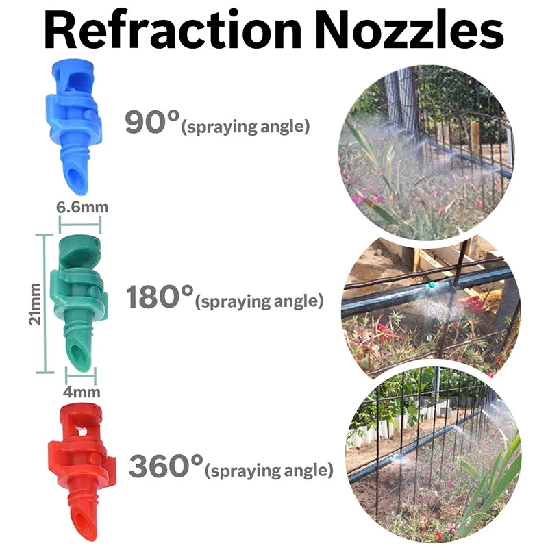 100PCS 90° 180° 360° Angle Simple Refraction Nozzle Sprinkler Head Design High Quality Garden Fruit Tree Irrigation Mist Sprayer | Дом и