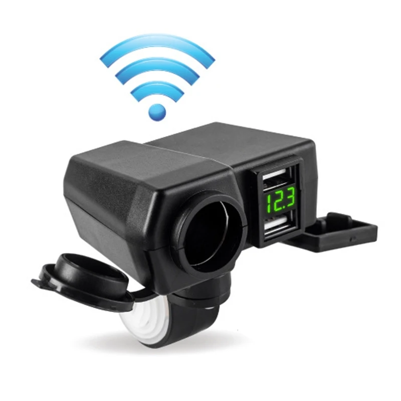 

Waterproof Dual USB Phone Charger Cigarette Lighter Voltmeter GPS Locator Tracking Device 4in1 for Motorbike