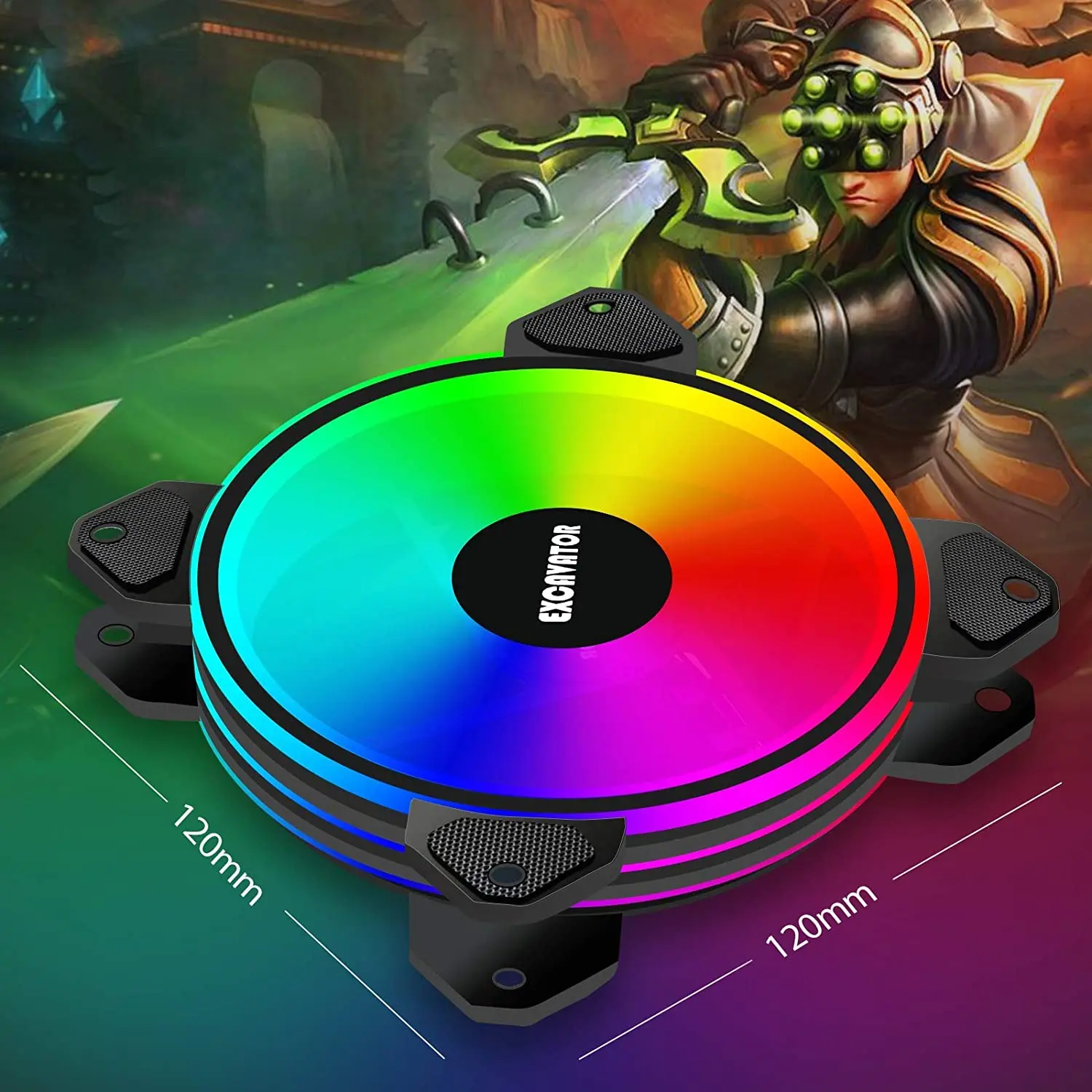 

120mm Case Fan, Addressable RGB PC Fan 3 Pack, High Airflow Computer Case Fans w/Adjustable LED, Quiet Standard Computer Fan