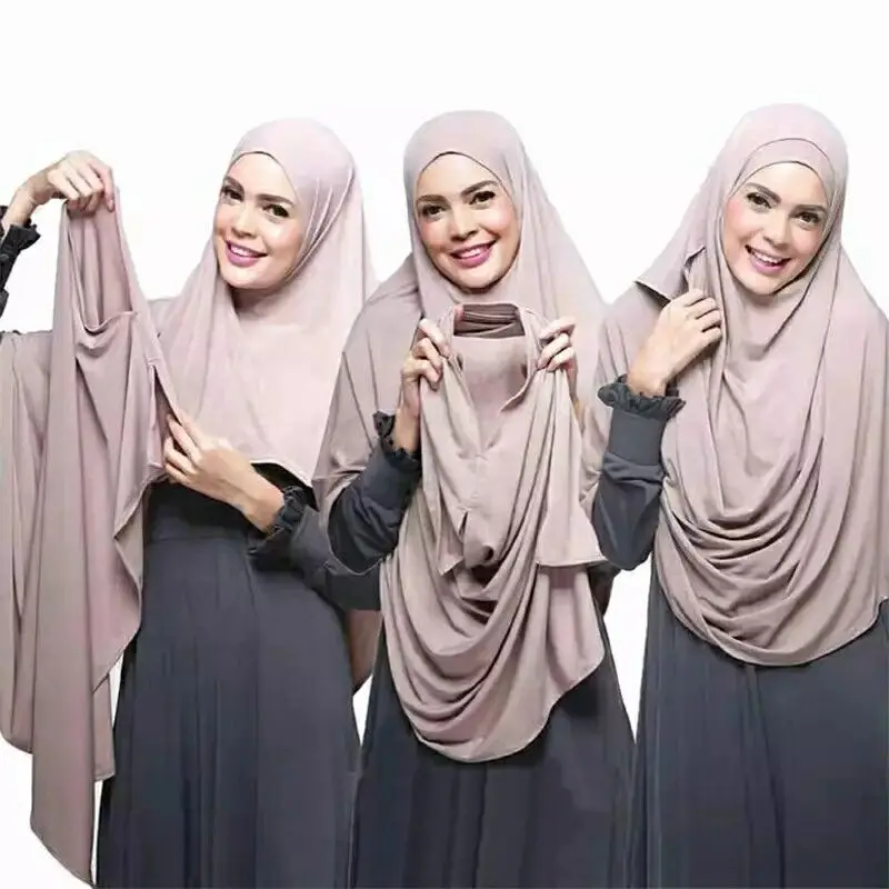 

1pcs 85*180cm Muslim jersey scarf Double Loop Instant hijab femme musulman headwrap islamic headscarf hijabs cotton Modal shawl