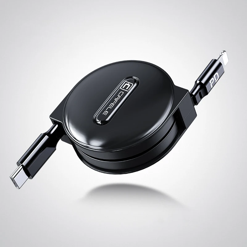 CAFELE18W PD Быстрая зарядка USB кабель для iPhone 11 Pro Max XS 8 7 6 Выдвижной USB кабели для IOS 13 Синхронизация данных зарядный кабель 1 м - Цвет: Black