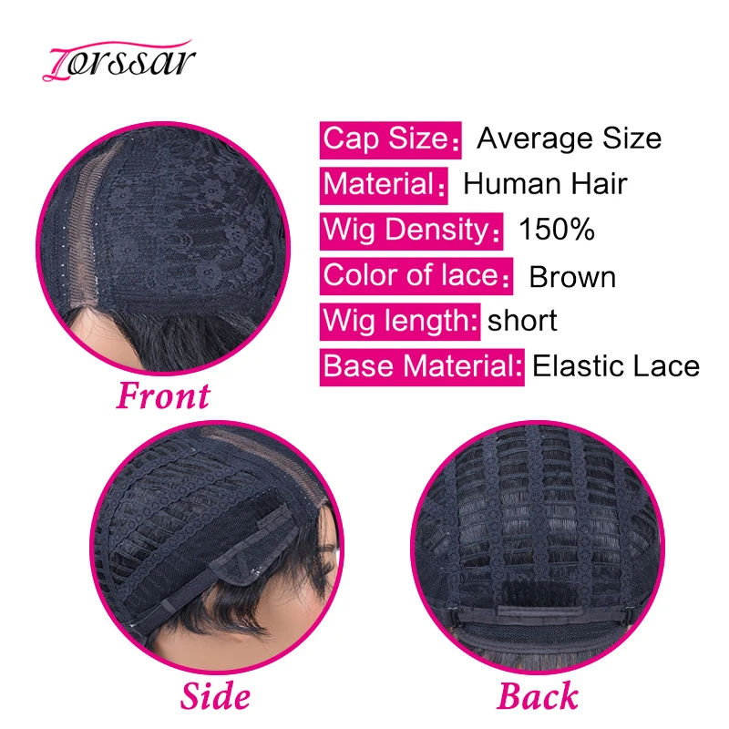

Short Pixie Cut Lace Side Part Wig For Black Women Brazilian Remy Wigs Human Hair Short Wigs Pre Plucked 150% Density