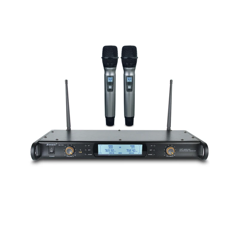 Портативный микрофон Baomic BM 7200 с двумя ручками беспроводной UHF для конференц связи