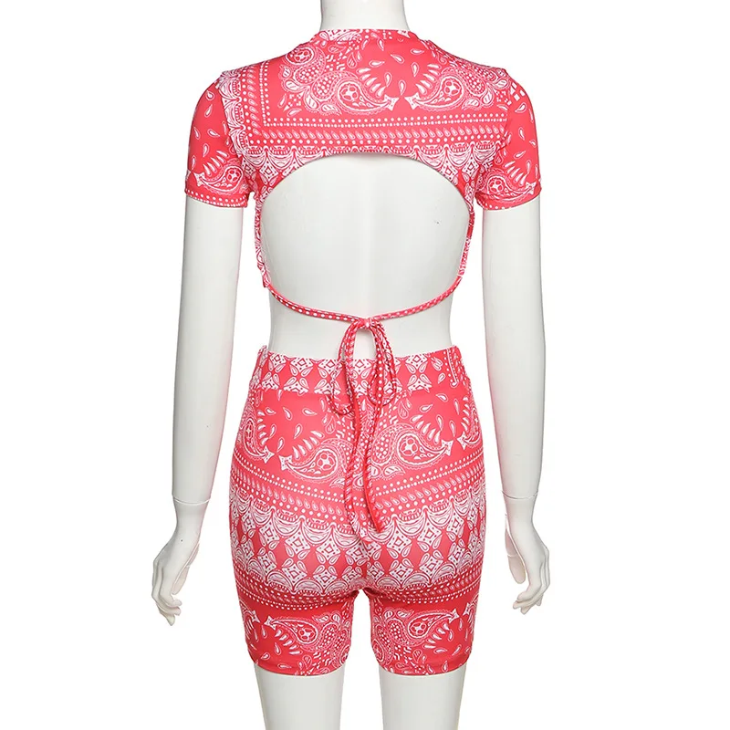 

Hot sale women 2 pieces sets Sexy backless Bohemian style