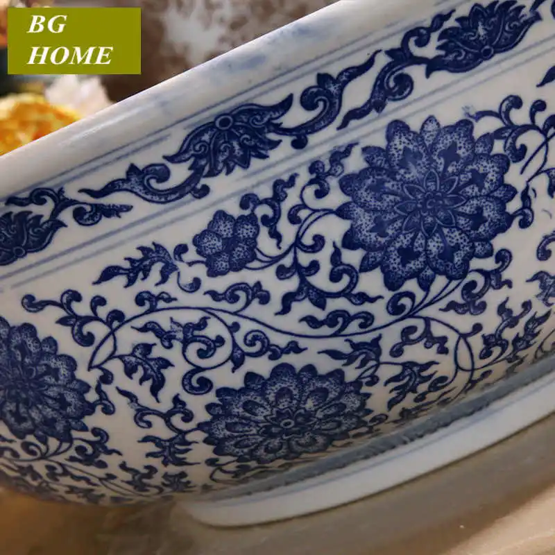 Художественная раковина китайская Античная классическая из синего и белого