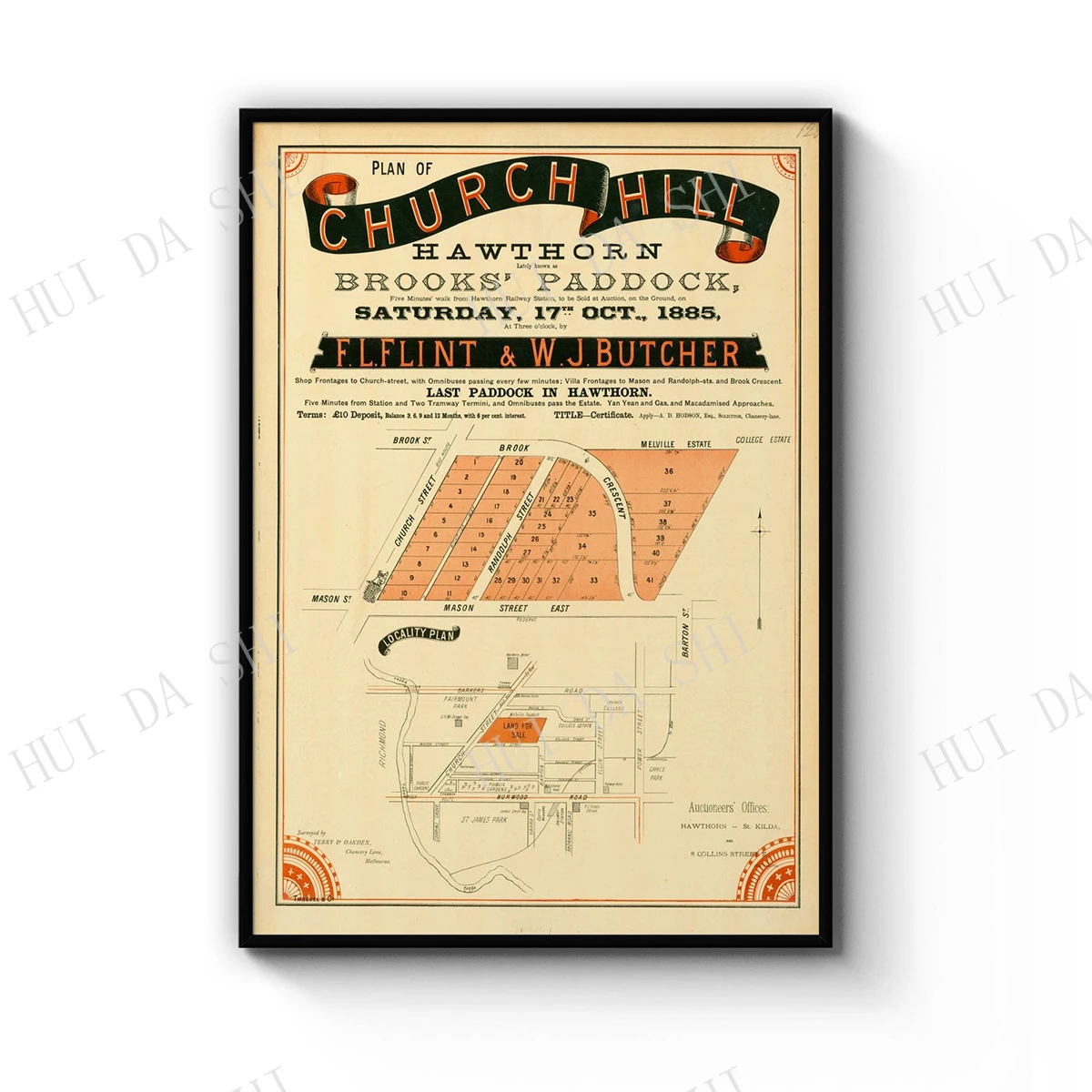 

Hawthorn Melbourne Vintage Real Estate Advert Art Print Poster or Canvas Artwork