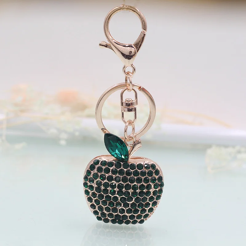 Креативная Бриллиантовая фруктовая цепочка для ключей в виде яблока модный