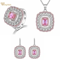 onerain vintage 100 925 sterling silver set pink sapphire gemstone jewelry sets necklaceearringsring party cocktail wholesale