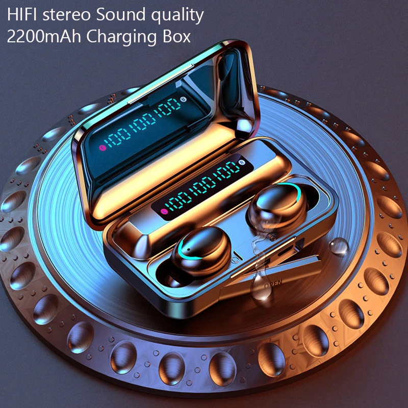 

Беспроводные наушники Bluetooth F9, Bluetooth 5,0, наушники, Спортивная стереогарнитура 9D, гарнитура для режима «свободные руки», наушники-вкладыши с м...