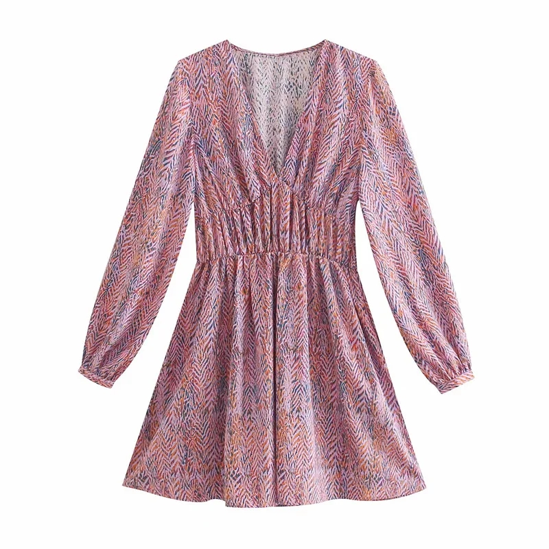 

Женское винтажное платье-мини Za, свободное плиссированное платье с длинными рукавами-фонариками, поясом на резинке и рюшами, лето 2021