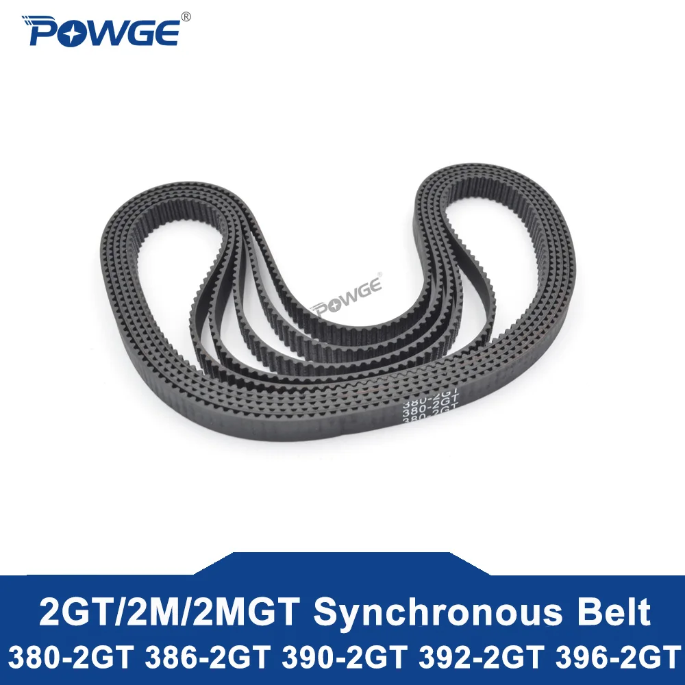 POWGE 2MGT 2 м 2GT синхронный ремень ГРМ длина шага 380/386/390/392/396 Ширина 3/6/9/15 мм зубов 190 193