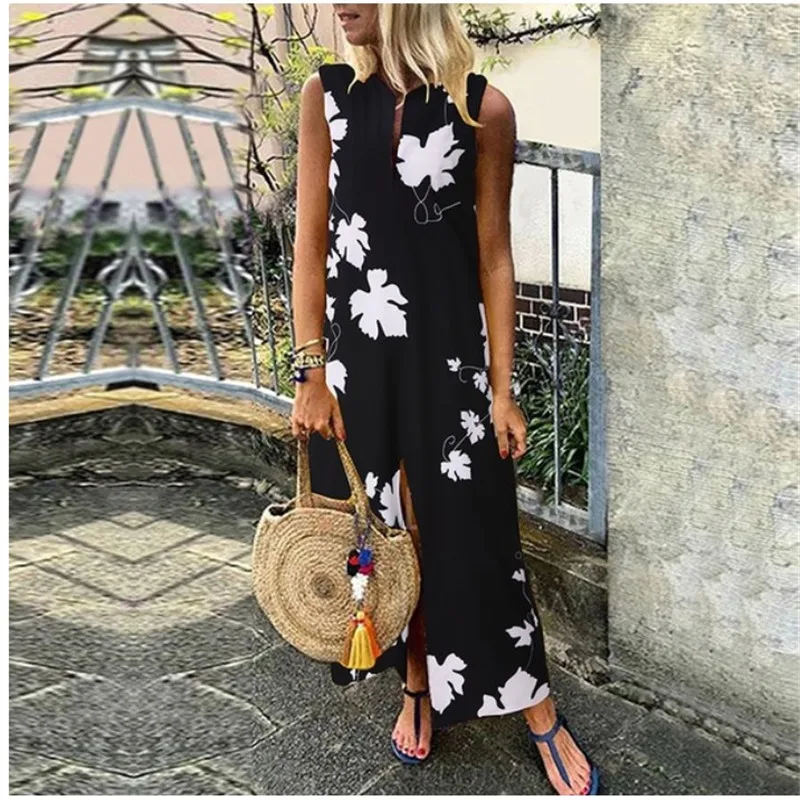 

Женское платье-макси с цветочным принтом, свободного покроя