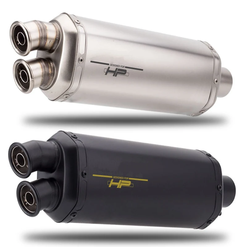 

51mm Universal Motorcycle Exhaust Muffler Dual Escape Right Side with DB Killer Laser for G310R R1200GS Z1000 Z900 Z400 cb190