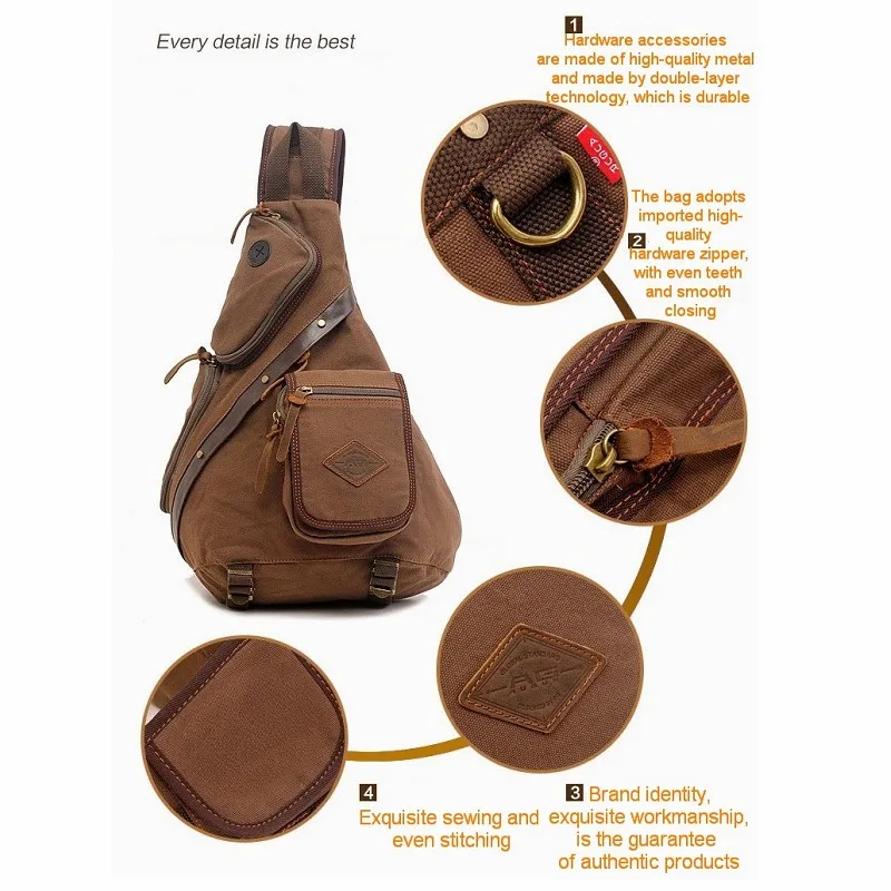 barato Saco De Lona Grande Capacidade Peito Saco único Ombro Mochila Multifuncional Ao Ar Livre Mensageiro Saco Da Forma