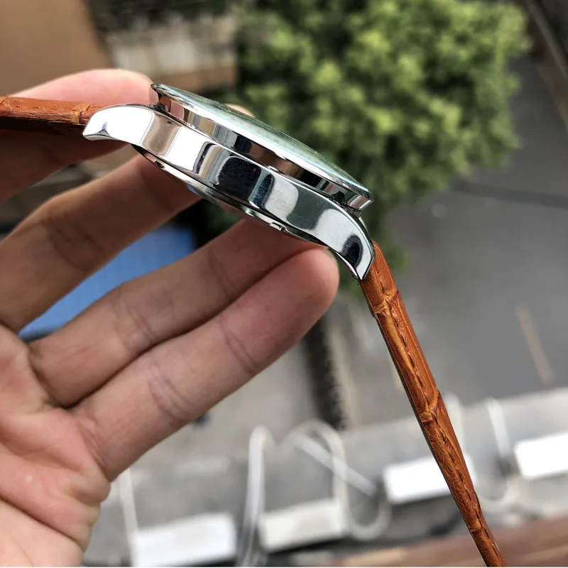 Механические Автоматические Мужские часы с кожаным ремешком от ведущего бренда