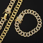 2021 Роскошный 12 мм льдом кубинский цепь браслет ювелирные изделия для мужчин и женщин; Цвет золотистый, серебристый Цвет Bling Стразы браслет ювелирные изделия A + + +