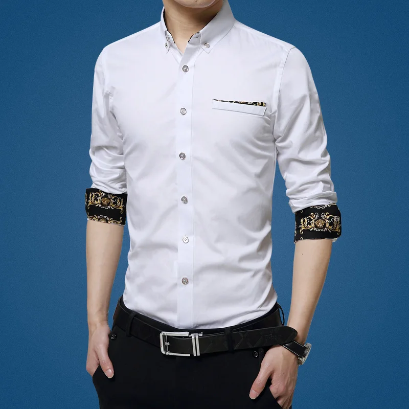 

Casual Social Formal Shirt Men Long Sleeve Shirt Business Slim Office Shirt Male Cotton Mens Dress Shirts White 4XL 5XL