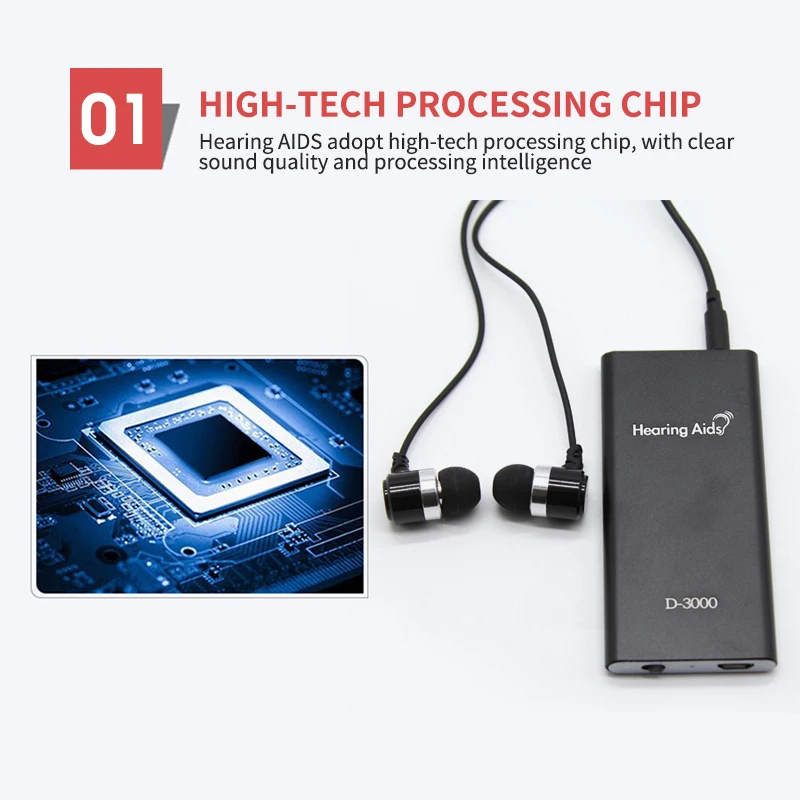 Перезаряжаемый черный слуховой аппарат комплект слухового аппарата за ухом