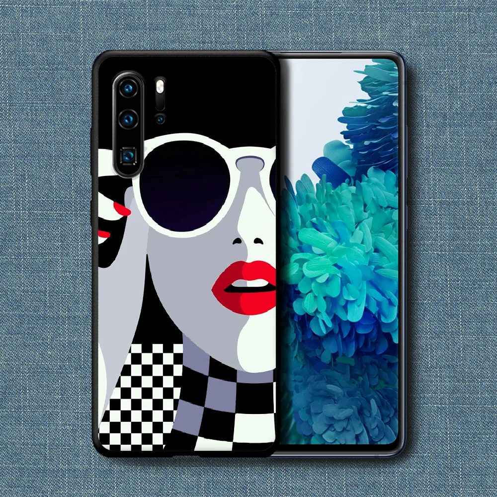 

Vogue Fashion Brand Phone Case For Huawei P Mate Smart 10 20 30 40 Lite Z 2019 Pro black Coque Silicone Back 3D Cell Fashion
