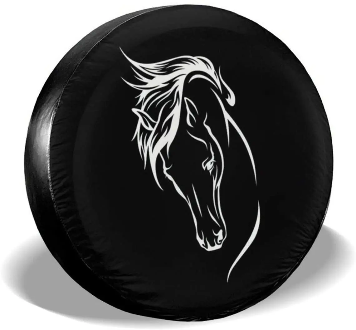 

Horse Head Spare Tire Cover Waterproof Dust-Proof UV Sun Wheel Tire Cover Fit for Jeep,Trailer, 15 Inch