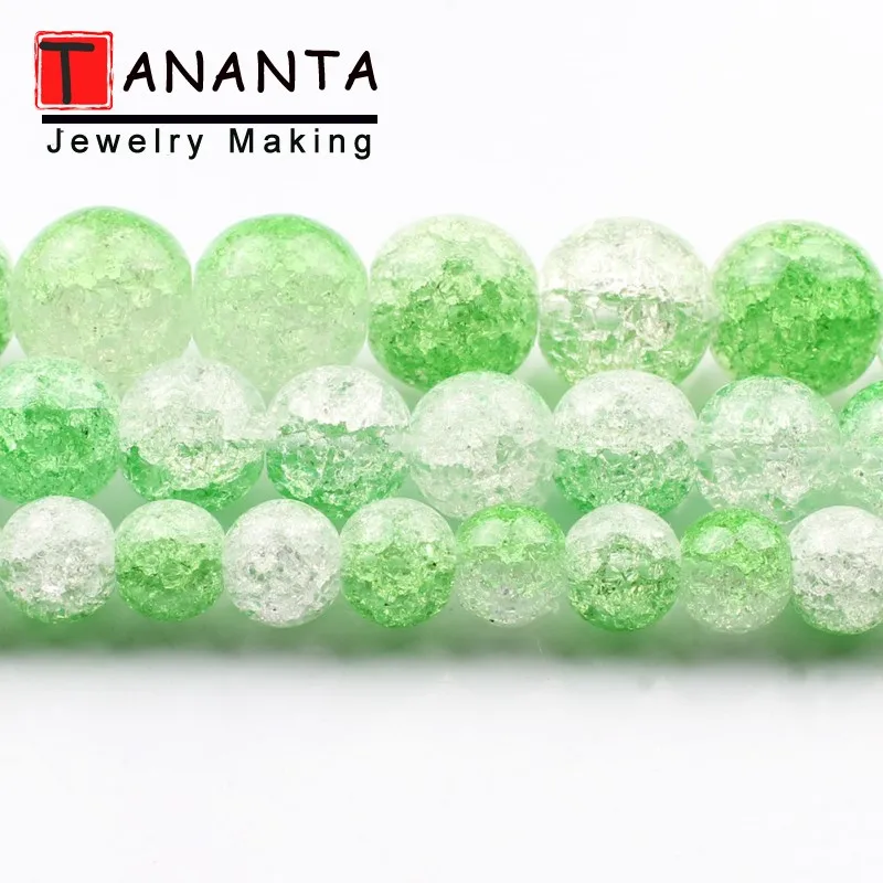 Бусины из натурального камня 6 8 10 мм зеленые белые треснувшие хрустальные бусины