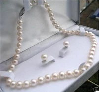 good exquisite8 9mm natural white akoya pearl earrings necklace set 18