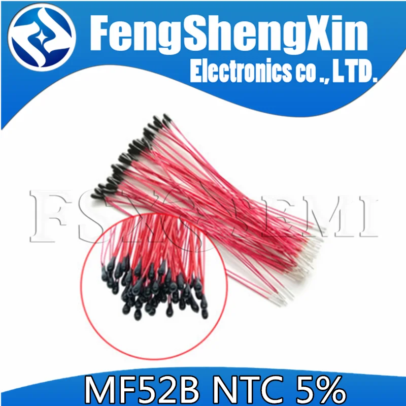 

10pcs NTC MF52B 10K 100K 3435 Probe strap wire thermistor B3435 B3950 5% Enameled wire Temperature control sensor