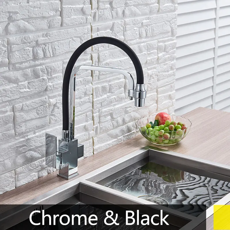 chorme black Hownifety новейший хромированный с черным шлангом кухонный кран Смеситель кран с одним отверстием Bathroon кран с чистой водой два режима - Цвет: chorme black