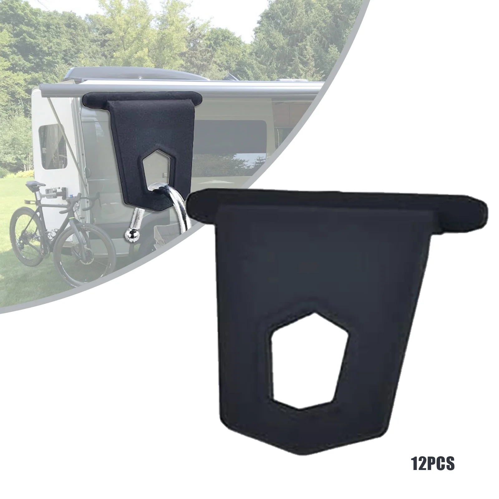 

12PC Universal Black RV Awning Hook Hanging Clothes Party Light Holder For Caravan Camper Outdoor Camping Survival Hiking Travel
