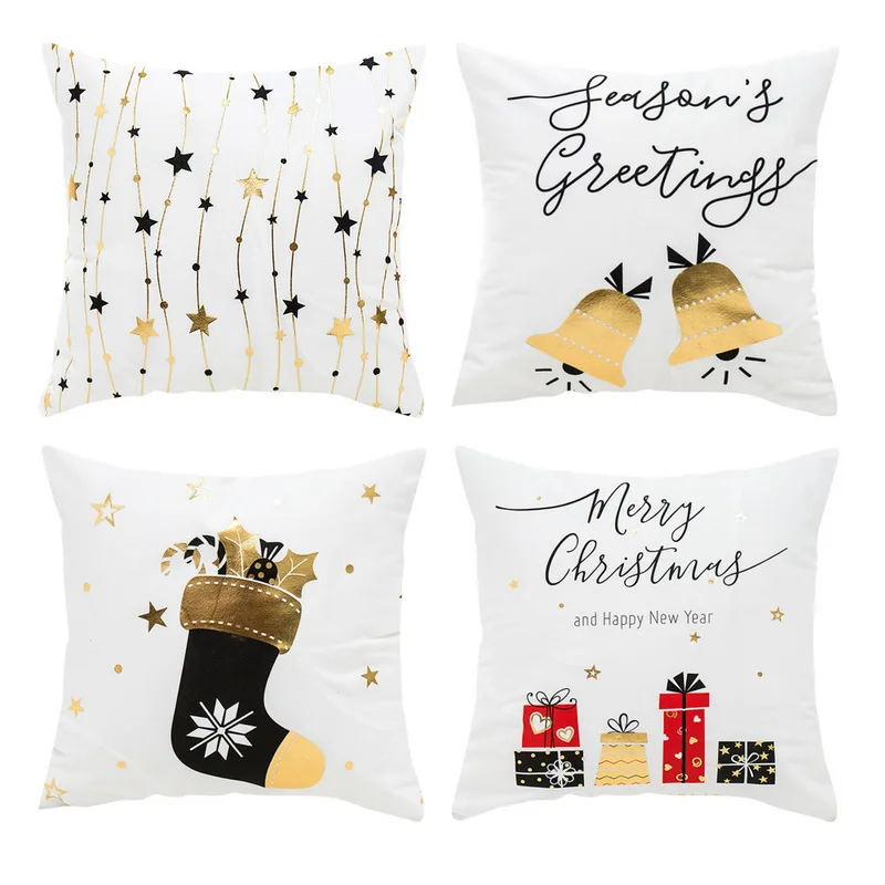 Рождественская подушка с золотым фольгированным принтом чехол для дивана