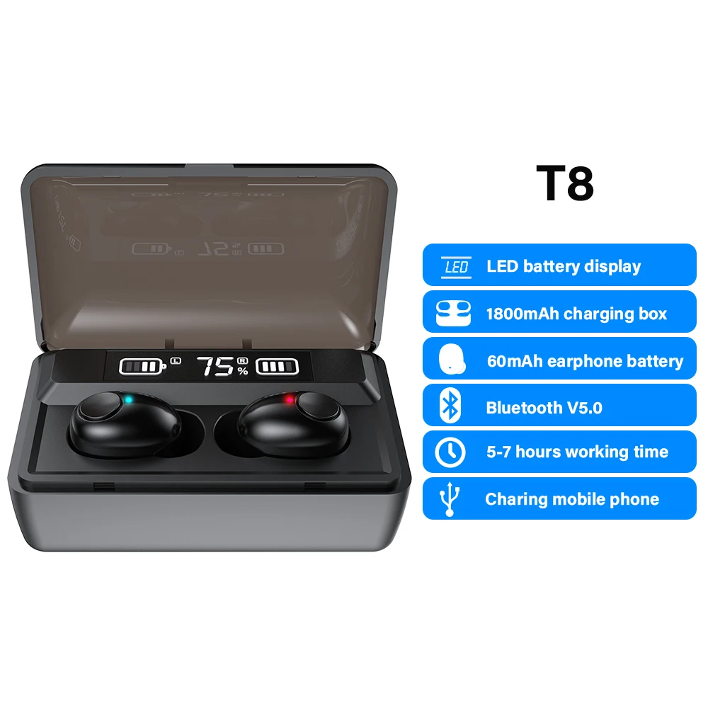 T8-BLACK DACOM K6H Pro/T8 настоящие беспроводные стерео наушники TWS Bluetooth наушники мини невидимые наушники-вкладыши монитор для iPhone samsung - Цвет: T8-BLACK