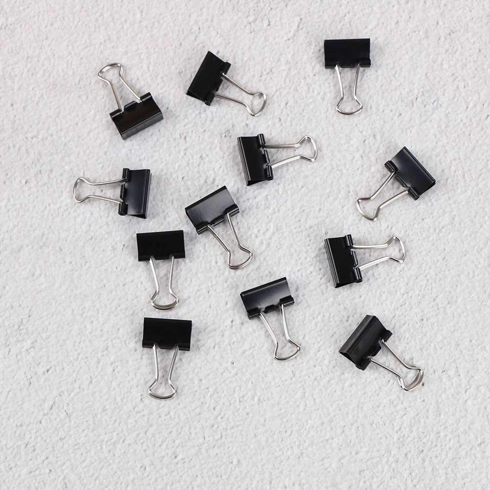 

Black Metal Binder Clips File Paper Clip Photo Stationary Office Supplies 12pcs/set