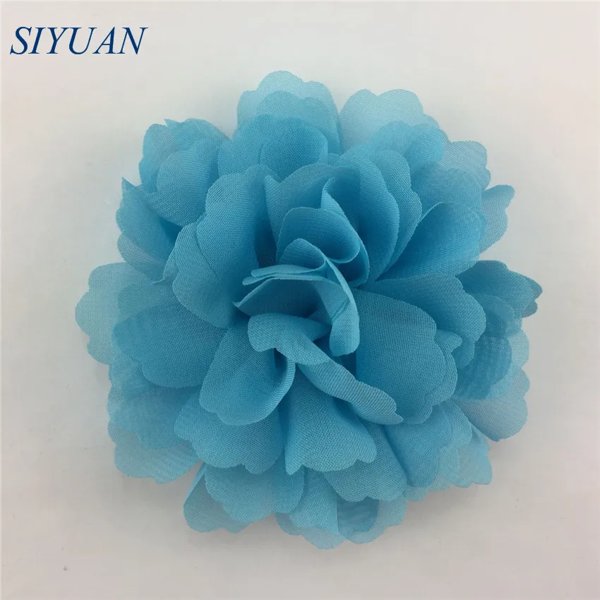 blue 10 шт./лот 10 см волнистые одежда из шифона с цветами; с заколка для волос для девочек большой повязка с цветами аксессуары 30 Цвета TH245 - Цвет: blue