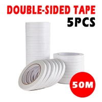 5pcs 50m large roll of double sided tape translucent strong viscosity diy creates no marks and easy to tear office stationery