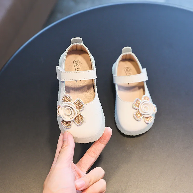 

Girls' Small Single Shoes Children's Princess Shoes Candy Color Spring New Flower Small Leather Shoes Wild Beanie Shoes Flats