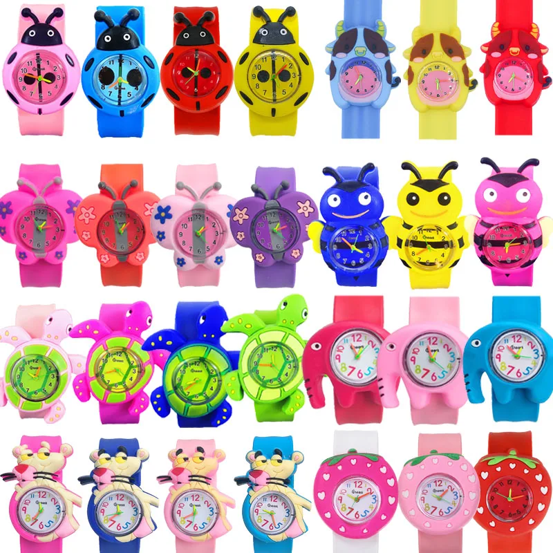 Часы детские наручные с 3d-рисунком слона бабочки и силиконовым - Цена: 149.78