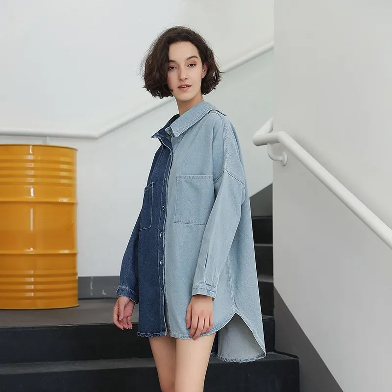 Женская блузка TWOTWINSTYLE с длинным рукавом ассиметричная в стиле пэчворк 2019|Блузки|