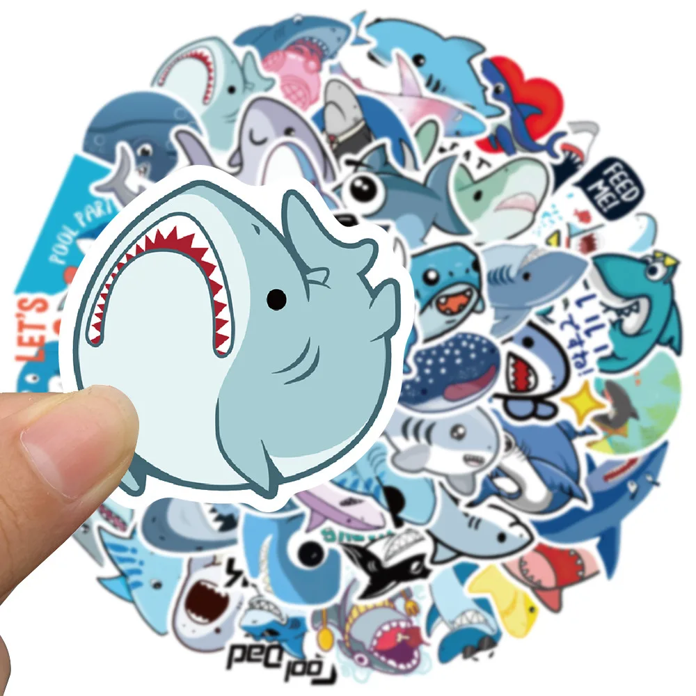 

10/50PCS Anime Cute Shark Stickers Skateboard Suitcase Freezer Graffiti Luggage Motorcycle DIY Cartoon Decal Sticker for Kid