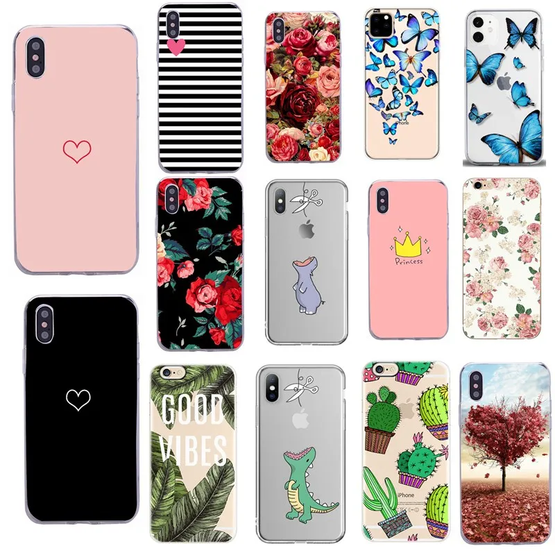 Чехол для Iphone X XS Чехлы capinha para силиконовый чехол женский 5 5S SE 2020 6 S 7 8 Plus XR Max