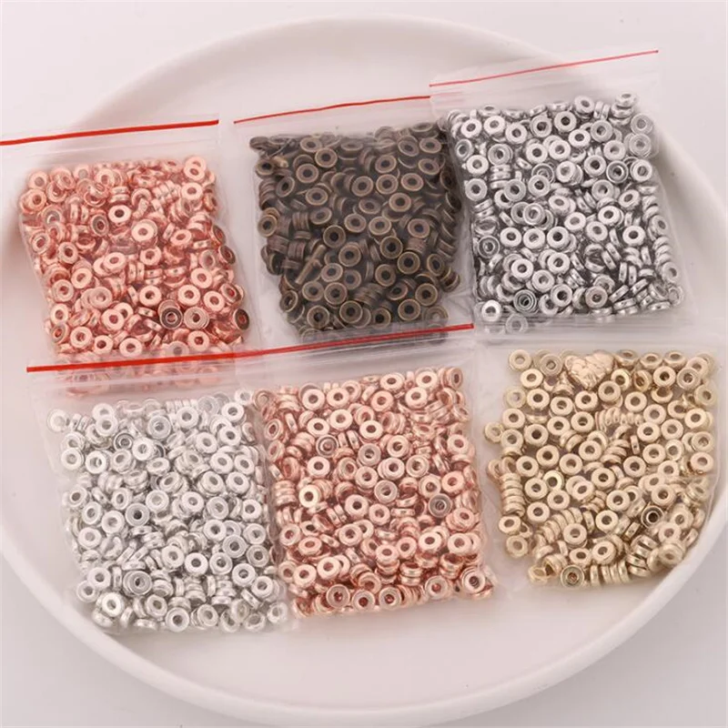 

500pcs 2x6mm Acrylic Plated CCB Flat Round Rondelle Seed Space Loose Beads for Jewelry Making DIY Bracelet Necklaces