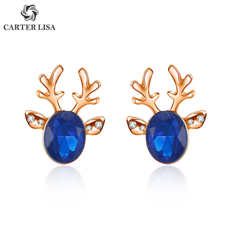 Женские серьги гвоздики CARTER LISA уникальный дизайн с изображением животных рогов