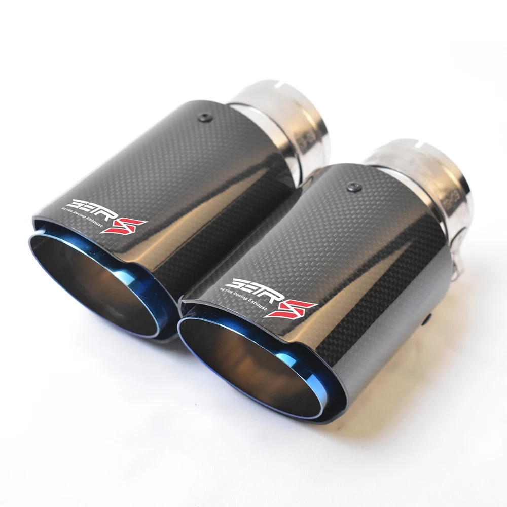 1 шт. Автомобильная модификация глянцевая синяя нержавеющая стальная выпускная труба прямого волокна углеродного глушителя для E63 E60.