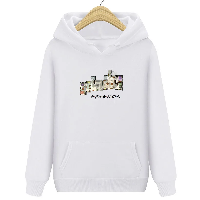 

Friends Letters Hoodies Sweatshirts Winter Women Long Sleeve Leisure Oversize Hooded Jumper Jacket Ladies Warm Pocket Pullovers