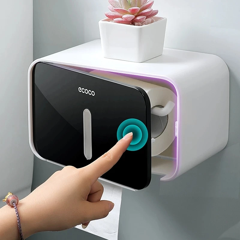 ECOCO Tissue Box Wall Mounted Paper Roll Holder Bathroom Paper Dispenser for Home Dispenser Bathroom Accessories
