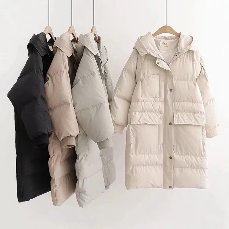 Черные женские зимние длинные парки с хлопковой подкладкой 2019 Модные Женские