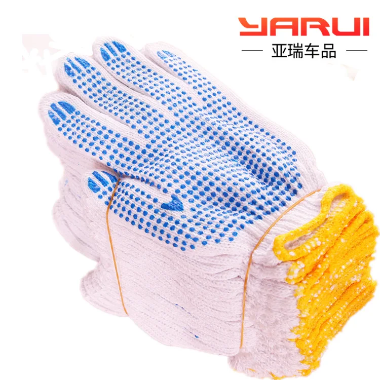 Пятнистые хлопковые перчатки защитная Рабочая линия погружная резина